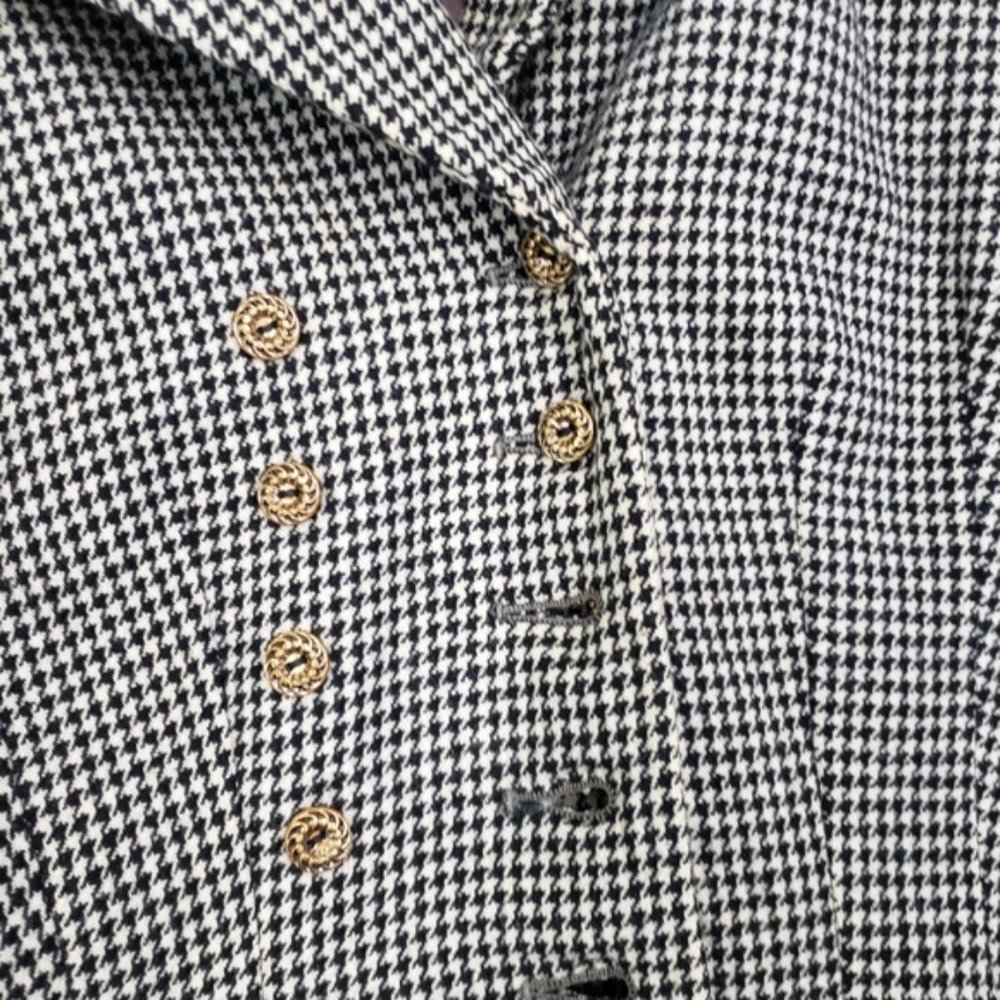 Houndstooth Pattern Riding Style Jacket Coat Small - Picture 3 of 10